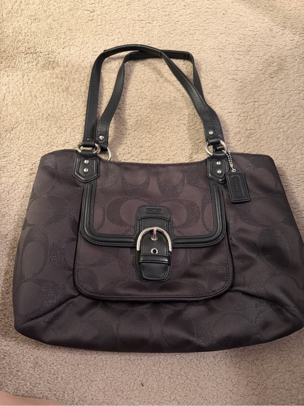 Coach Dark Brown Signature Buckle Shoulder Bag
